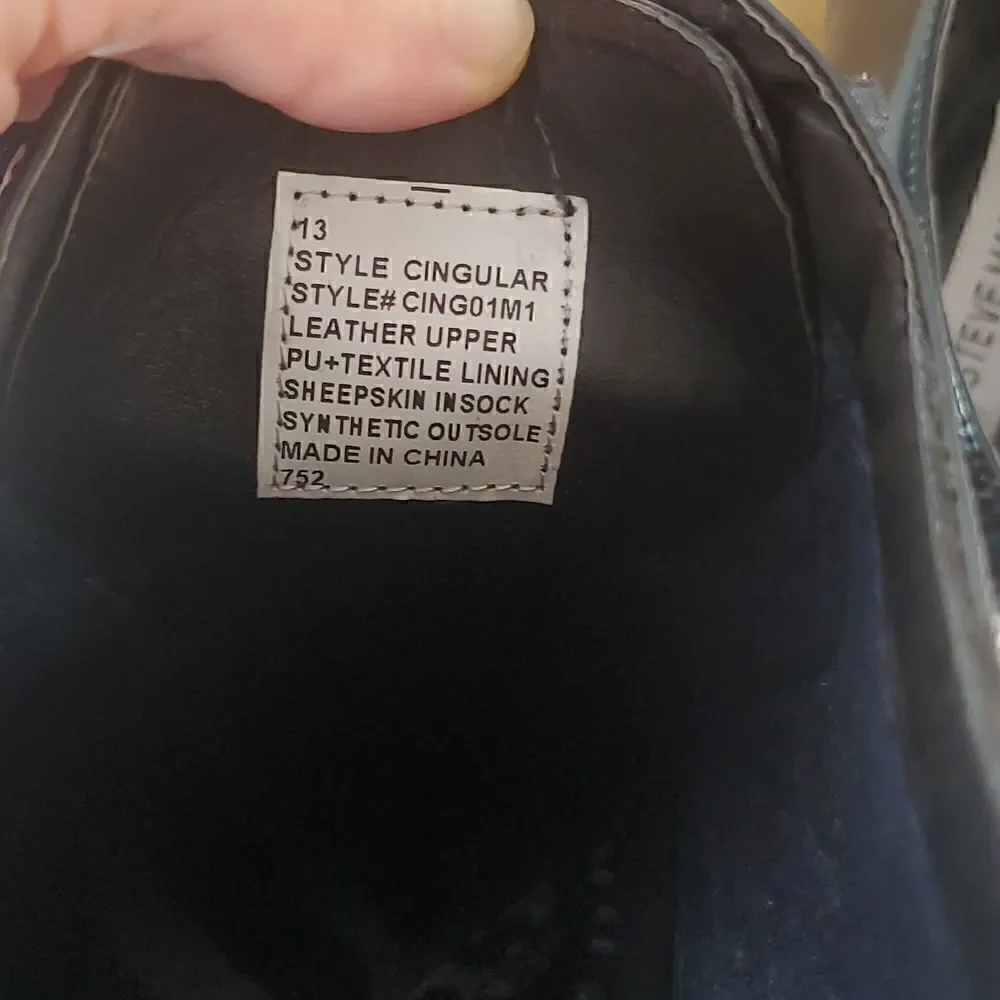 Steve Madden Men's Cingular Wingtip Oxfords Black Patent Leather Shoe Size 13